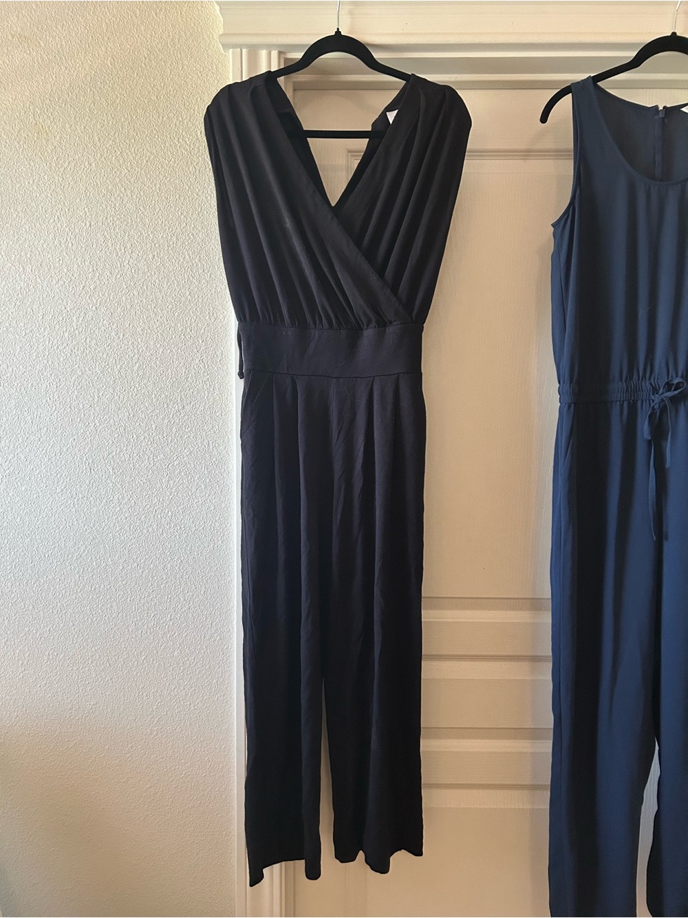 CAbi Navy Wrap-Front Jumpsuit